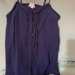 Blue Blouse with crochet and button details